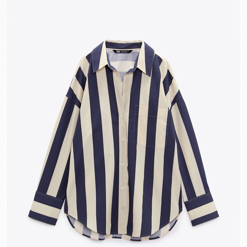 Zara- Oversized striped poplin shirt